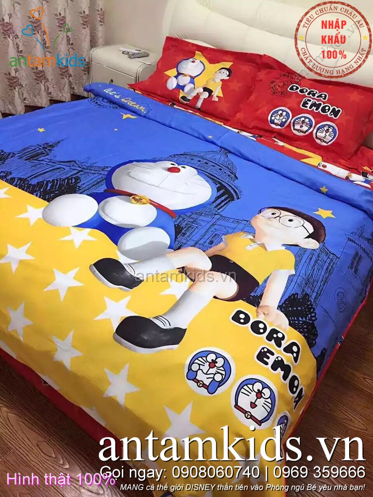 Chăn mền hình Doremon, Drap giường Doremon, Ra nệm Doremon cho bé yêu