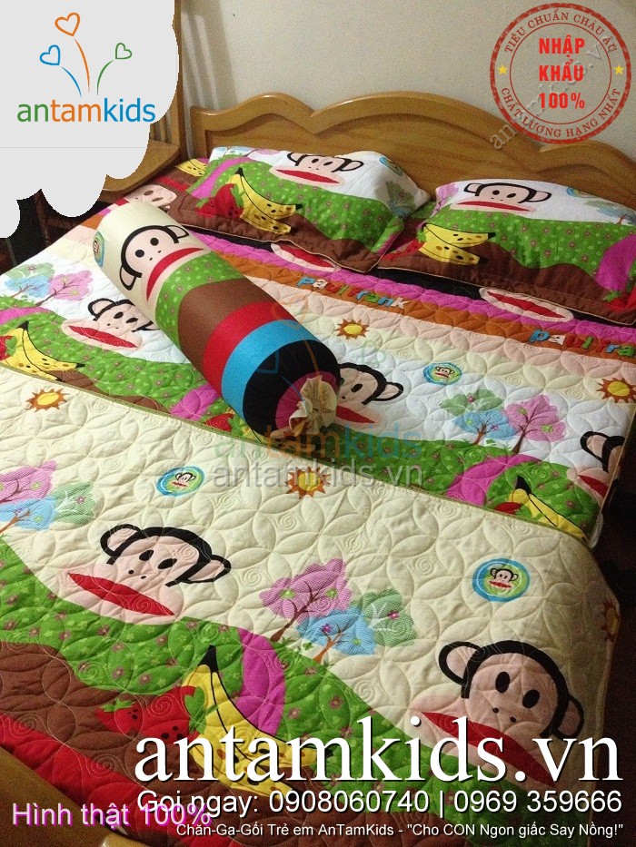 Chăn ga gối Khỉ Paul Frank dễ thương cho bé antamkidsvn