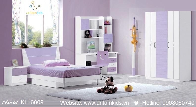 Phòng ngủ trẻ em KH-6009 tím mộng mơ | Noi That Tre Em AnTamKids