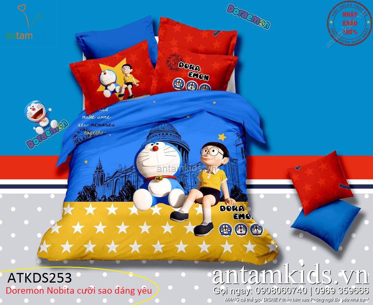 Bộ chăn ga gối đệm hình Doremon cao cấp nhập khẩu cho bé trai bé gái, Chăn ga gối Doremon xịn, Chăn ga gối đệm Doremon trẻ em, Chăn ga gối hoạt hình Doremon, Chăn mền hình Doremon, Drap giường Doremon, Ra nệm Doremon cho bé yêu