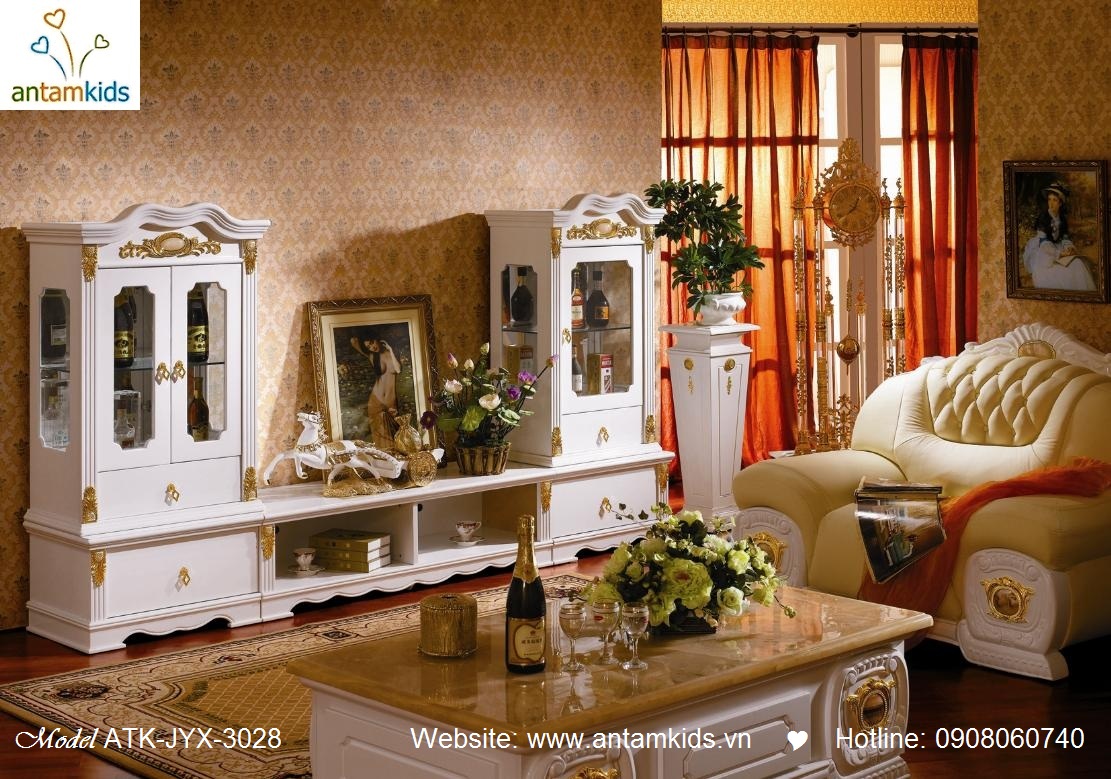 Kệ TV cổ điển châu Âu sang trọng