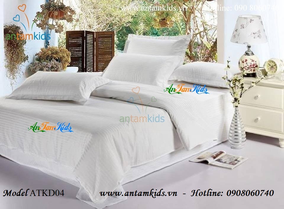 Chăn ga khách sạn, drap men goi ke khach san trang sang trong - AnTamKids.vn
