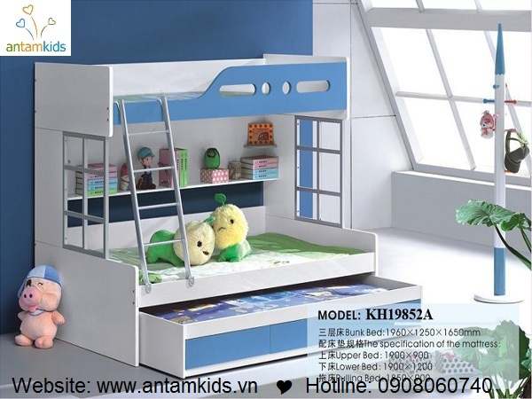 Giường 3 tầng trẻ em KH19852A - GIÁ ưu đãi TỐT NHẤT thị trường | ANTAMKIDS.VN