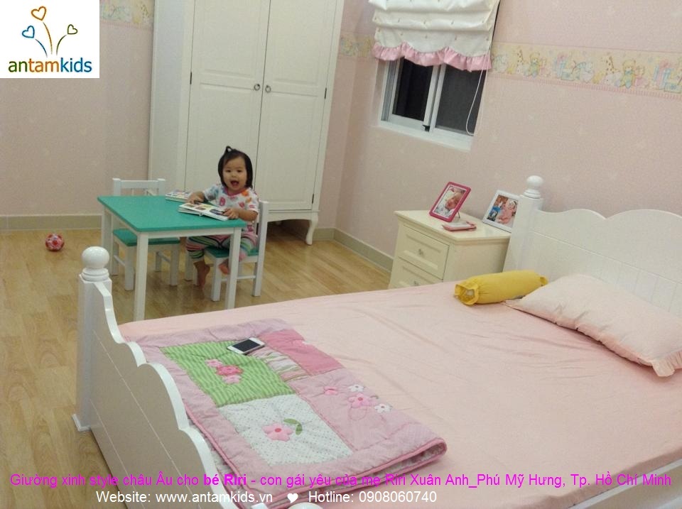 Giường ngủ xinh phong cách nội thất châu Âu cho bé Riri – con gái yêu của Mẹ Xuân Anh_Phú Mỹ Hưng, Tp. Hồ Chí Minh