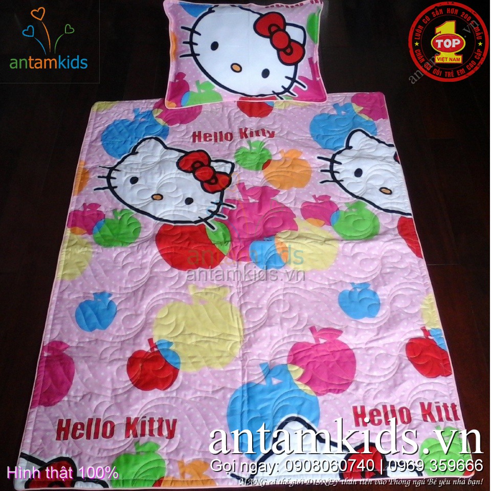 Bộ chăn gối cho trẻ đi trường học mẫu giáo Hello Kitty dành cho bé gái