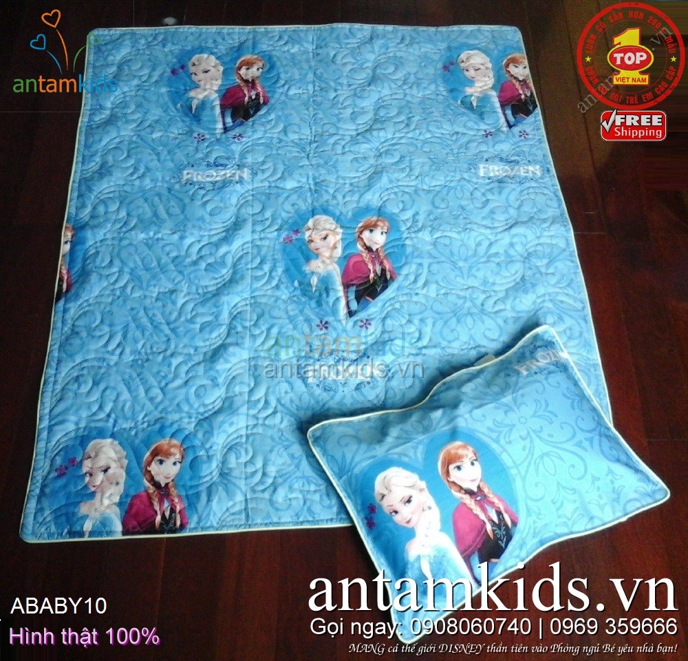 Bộ Chăn gối cho bé đi học hình Công chúa Băng giá Elsa Anna siêu xinh