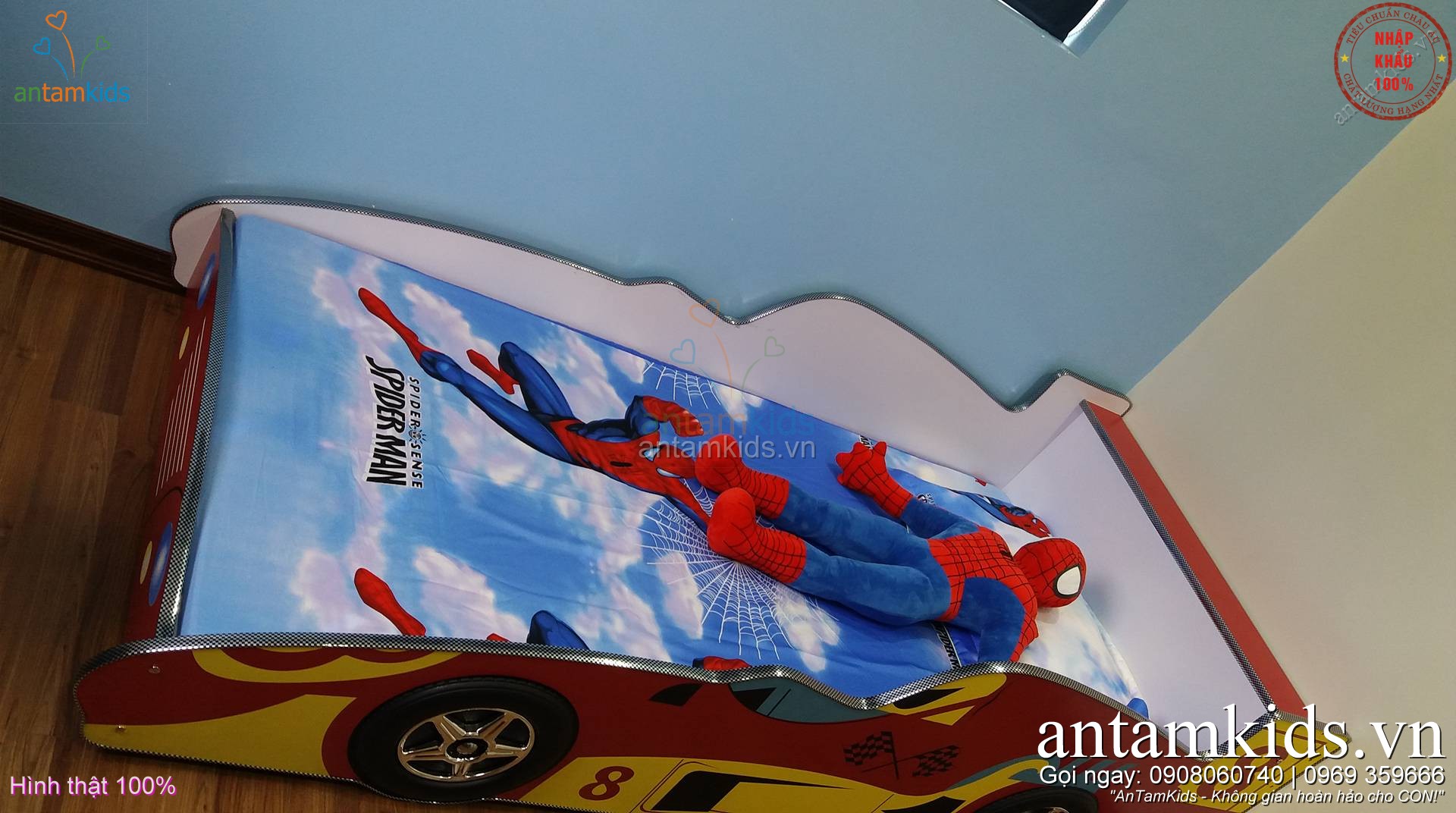 Giường ngủ hình xe ô tô cho bé trai, giuong oto màu đỏ cho bé trai mê xe hơi
