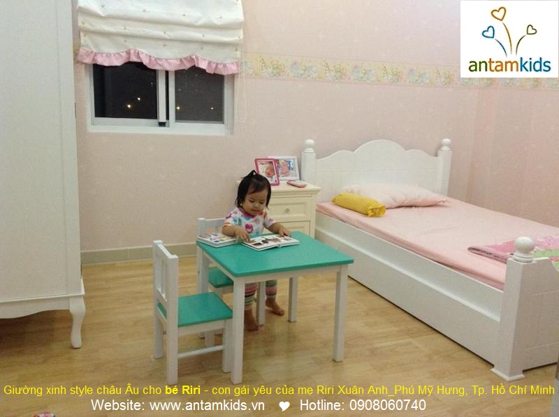 Giường ngủ xinh phong cách nội thất châu Âu cho bé Riri – con gái yêu của Mẹ Xuân Anh_Phú Mỹ Hưng, Tp. Hồ Chí Minh