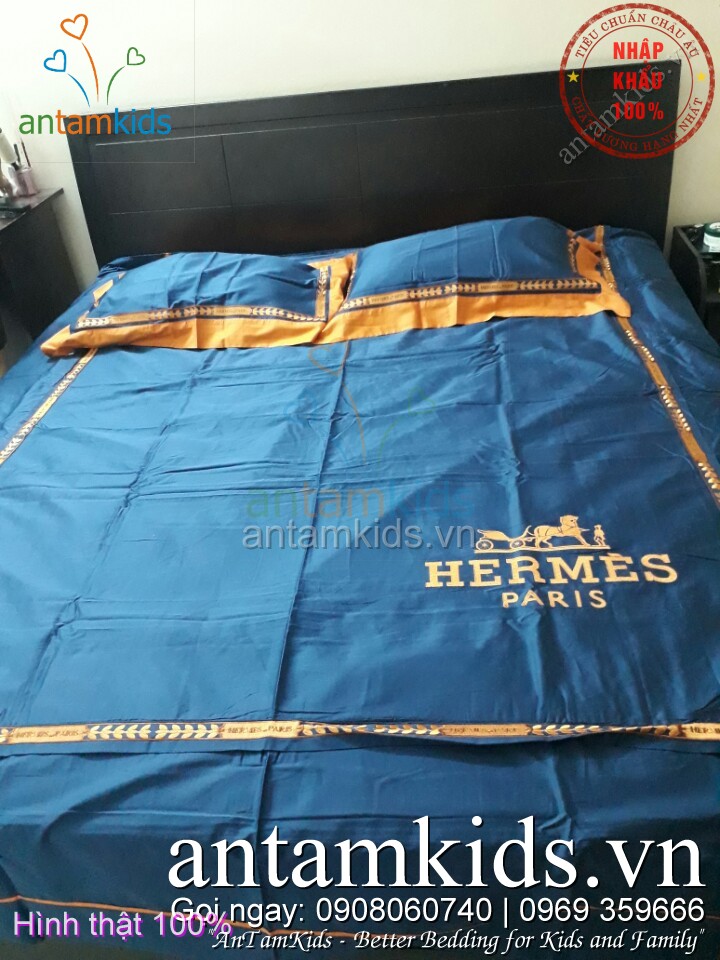 Chăn ga gối Hermes hàng hiệu cao cấp sang trọng nhập khẩu nổi tiếng thế giới