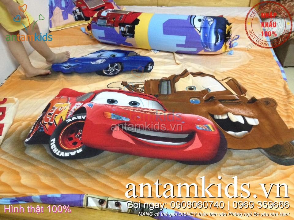 Chăn ga gối hình ô tô McQueen của bé trai Hà Nội antamkidsvn