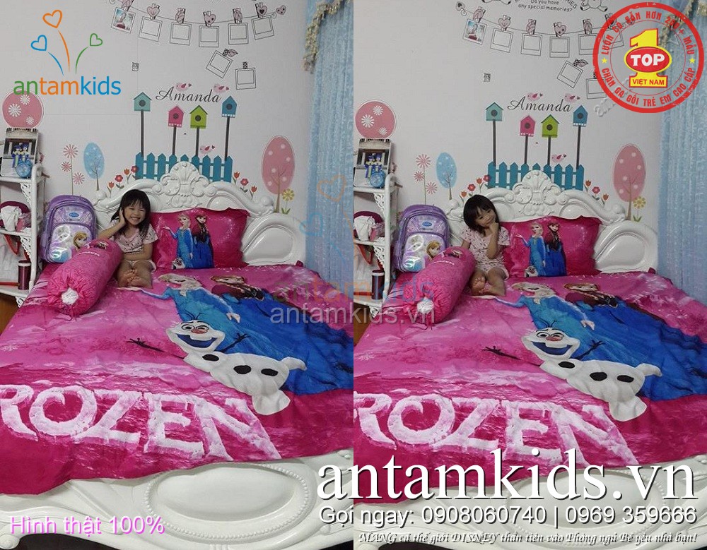 Chăn ga gối Nữ hoàng băng giá Frozen Elsa Công chúa Anna cho bé gái
