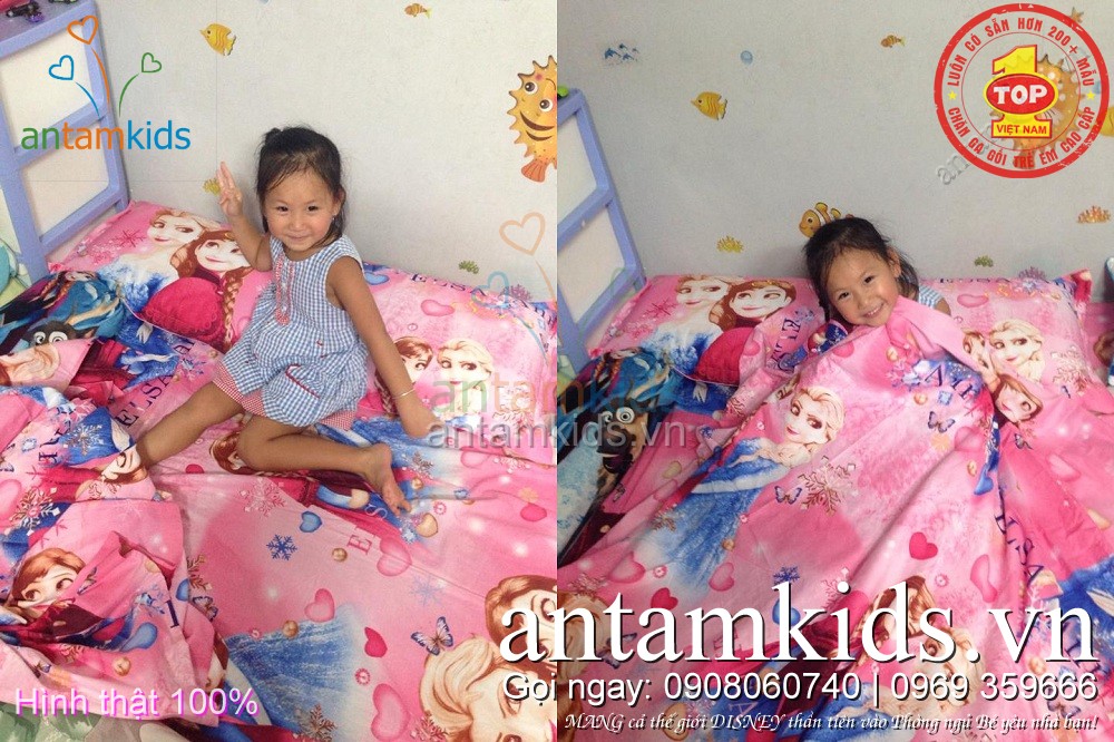 mẫu Chăn ga gối Nữ hoàng băng giá Frozen Elsa Công chúa Anna cho bé gái