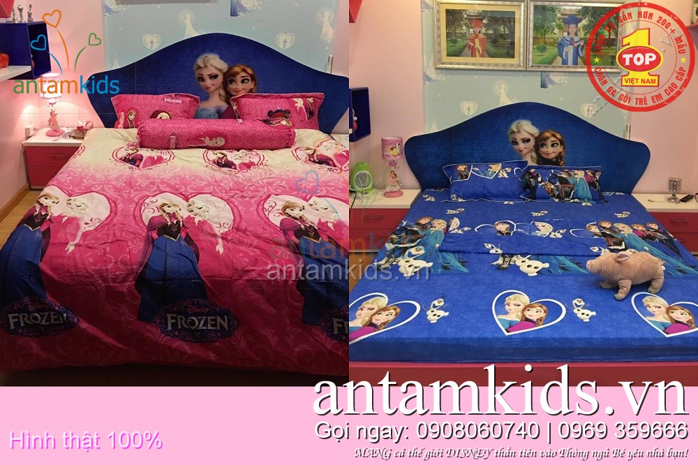 Chăn ga gối hình Công chúa băng giá Frozen Anna Elsa cho bé gái