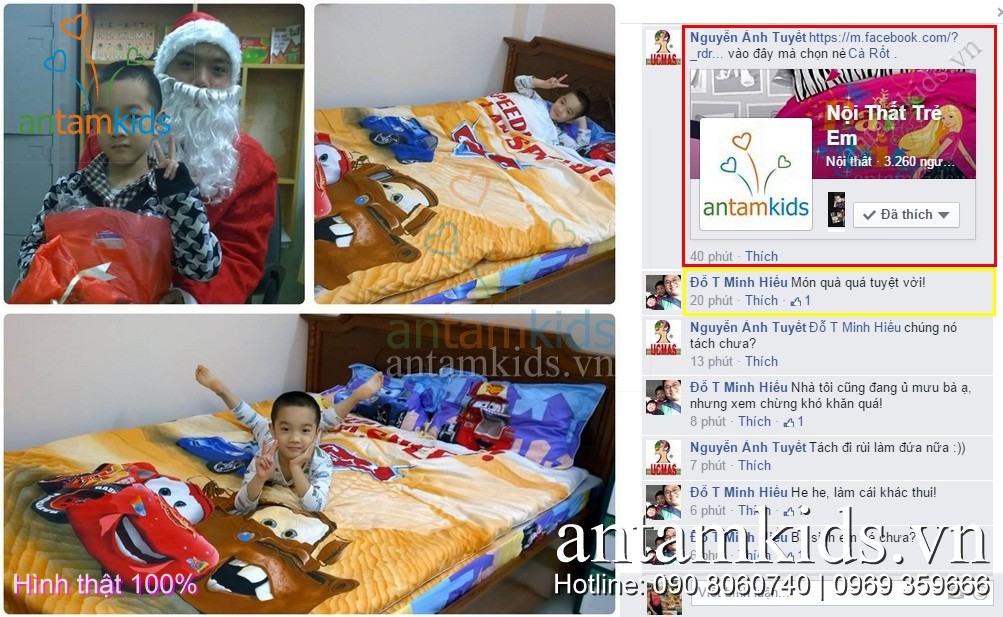 Chăn ga hỉnh ô tô, men drap hinh oto McQueen AnTamKids.vn