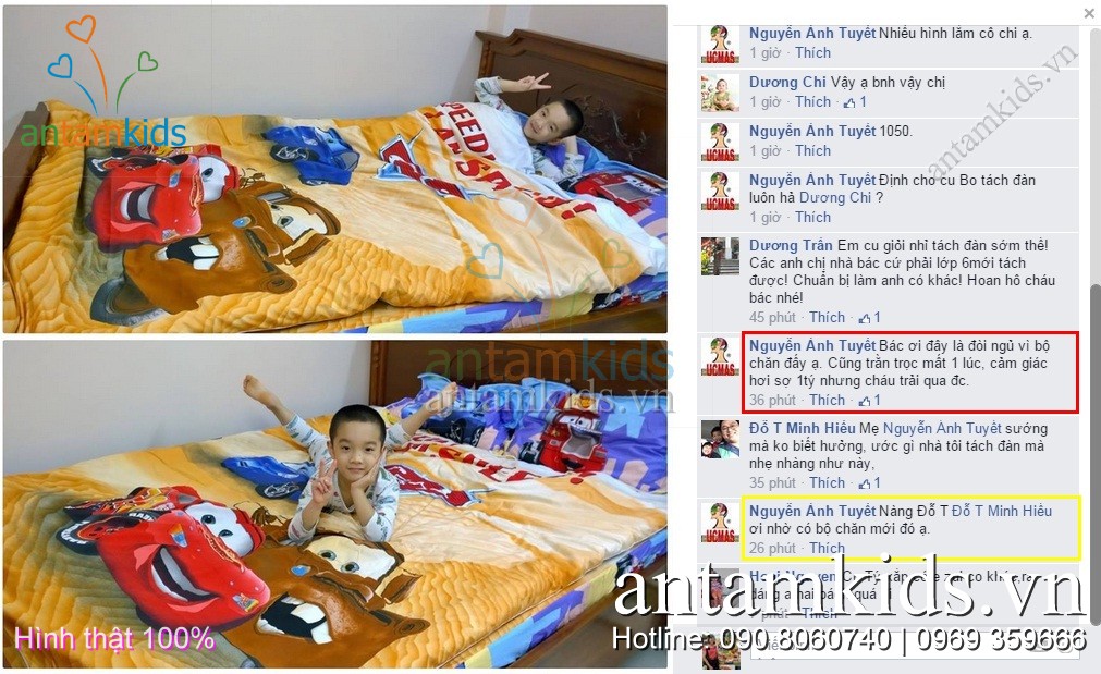 Chăn ga hỉnh ô tô, men drap hinh oto McQueen AnTamKids.vn