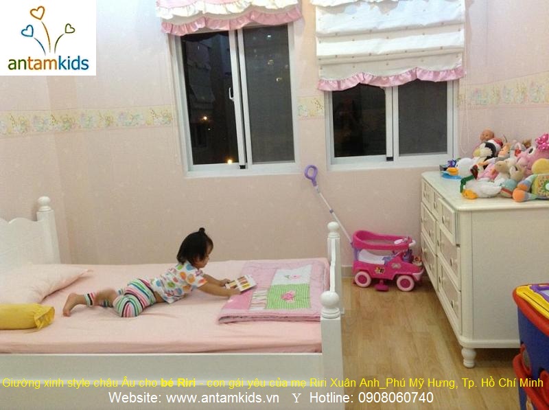 Giường ngủ xinh phong cách nội thất châu Âu cho bé Riri – con gái yêu của Mẹ Xuân Anh_Phú Mỹ Hưng, Tp. Hồ Chí Minh
