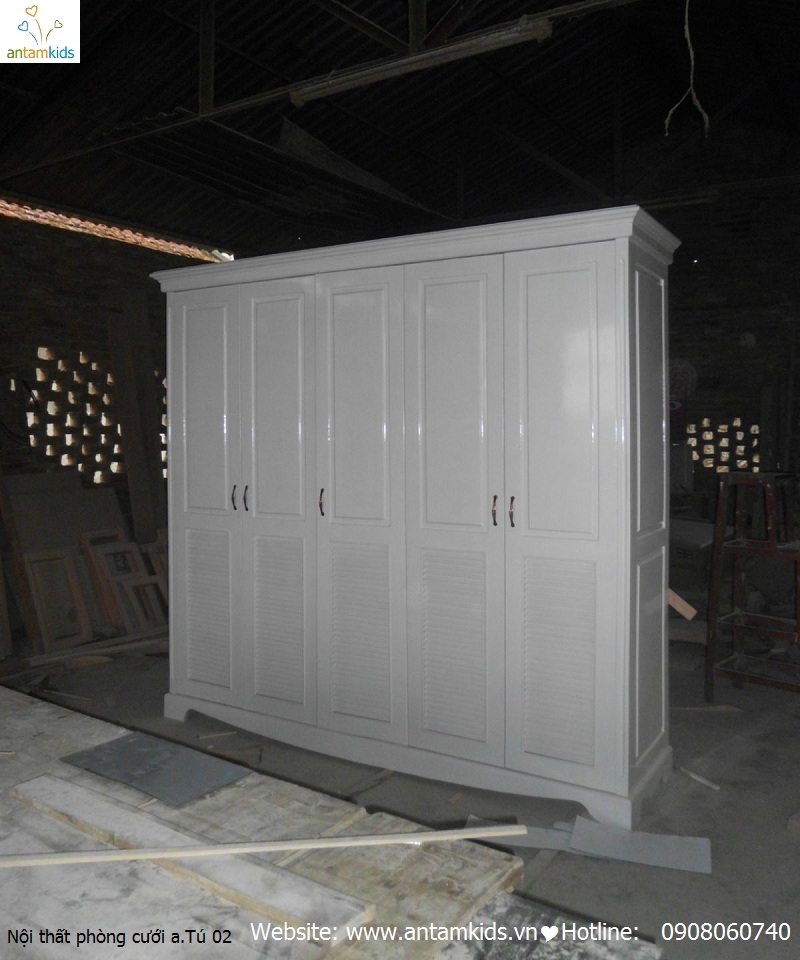 Nội thất phòng cưới a. Tú_Tuyên Quang trắng đẹp rạng ngời - Nội thất AnTamKids, tú áo 5 cánh