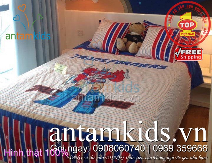 Chăn ga gối siêu nhân Transformers Robot dành cho trẻ em trai mê siêu nhân