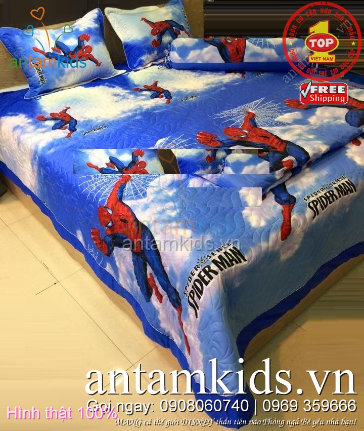Chăn ga gối drap trải giường hình Người nhện Spider-Man siêu anh hùng cho bé trai cực đẹp