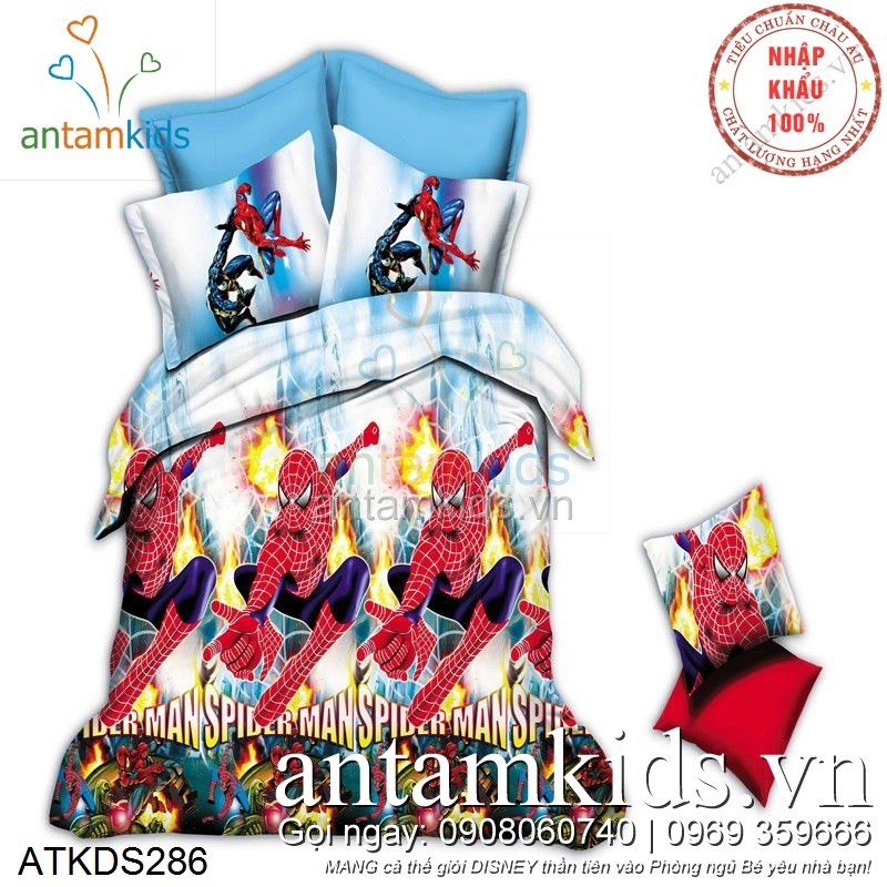 Drap mền gối cho bé trai hoạt hình SpiderMan Người nhện 3D nổi bật