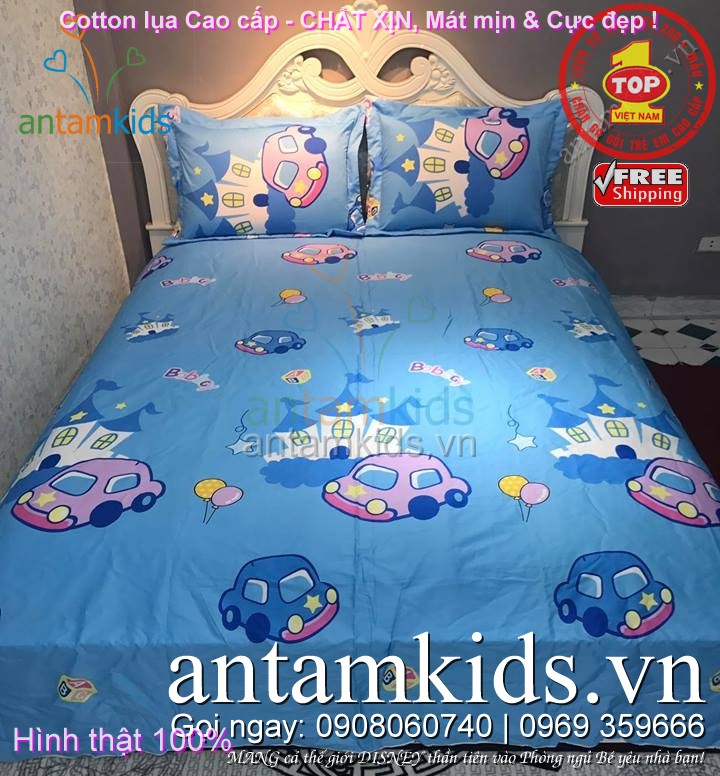 Bộ Chăn ga gối hình Ô tô cho bé trai mê xe hơi, car, McQueen - antamkidsvn