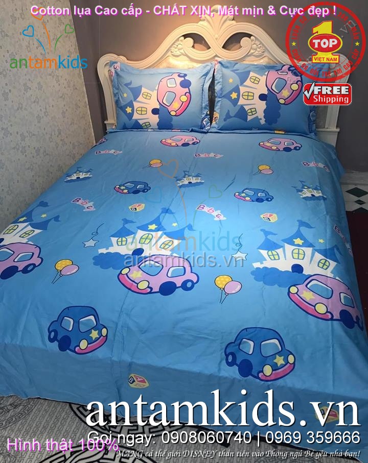 Bộ Chăn ga gối hình Ô tô cho bé trai mê xe hơi, car, McQueen - antamkidsvn