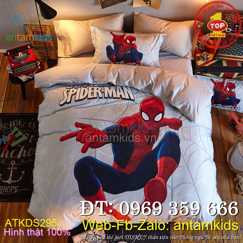 Bộ chăn ga gối Người nhện SpiderMan 3D sành điệu siêu sang cho bé trai 