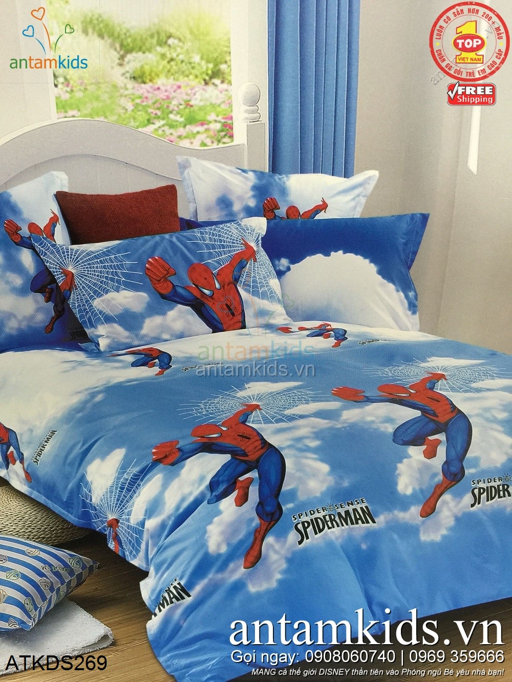 Chăn ga gối Người nhện SpiderMan cho bé trai cho bé trai mê siêu nhân