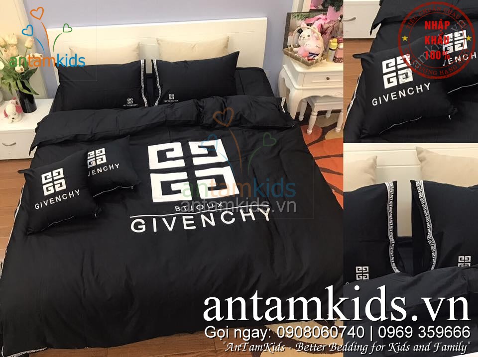 Chăn ga gối đệm Hàng hiệu cao cấp Givenchylogo hàng hiệu nổi tiếng antamkids