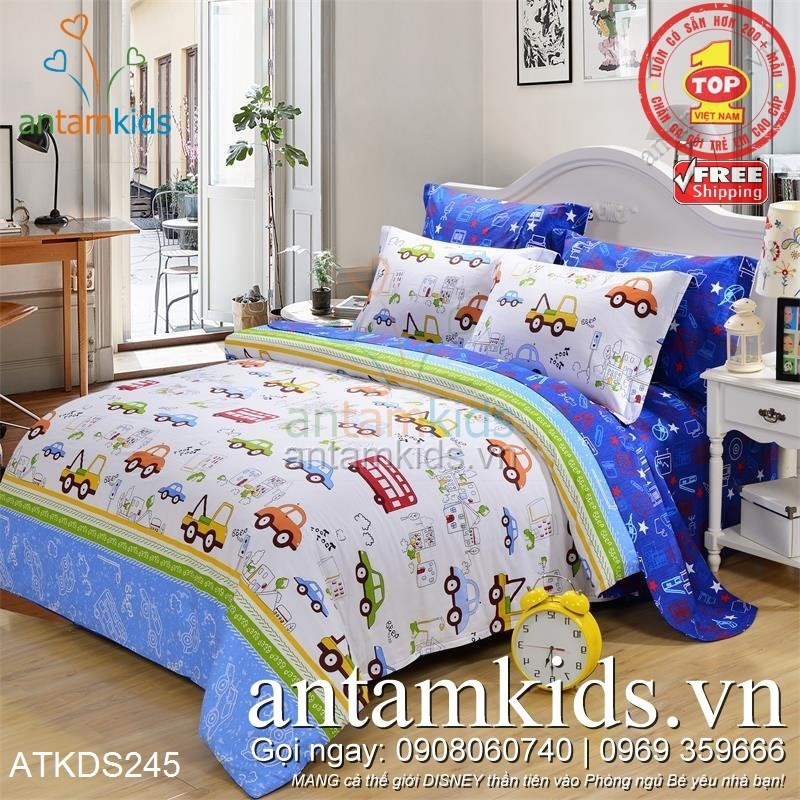 Kiểu Chăn ga gối cho Bé Trai baby hình ô tô dễ thương tại Hà Nội, tphcm