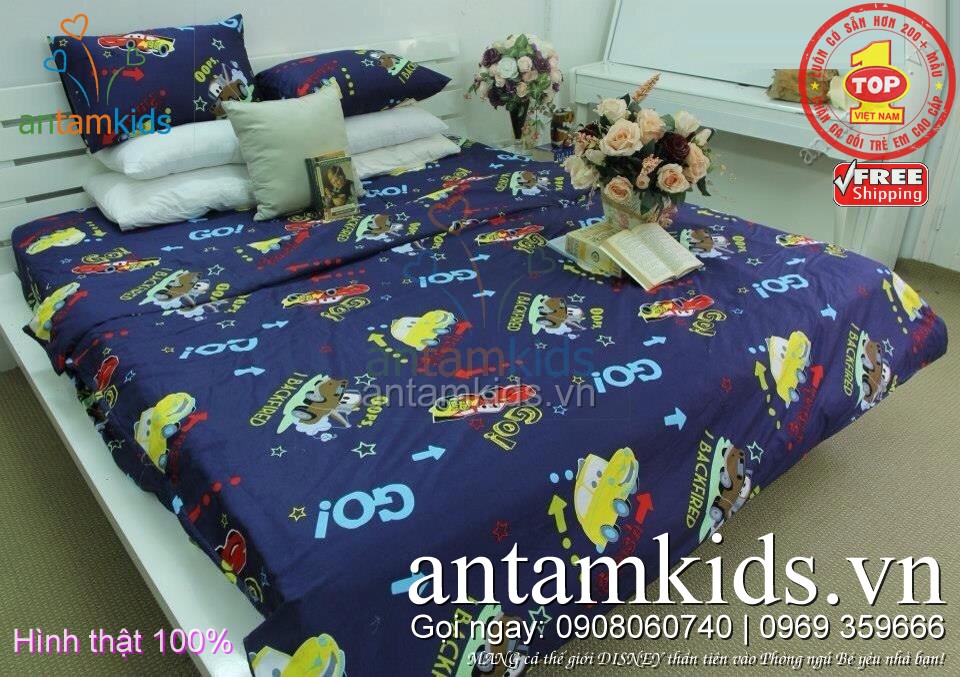 Chăn ga gối cho bé trai mê Xe hơi cực yêu cực đẹp vương quốc xe hơi McQueen