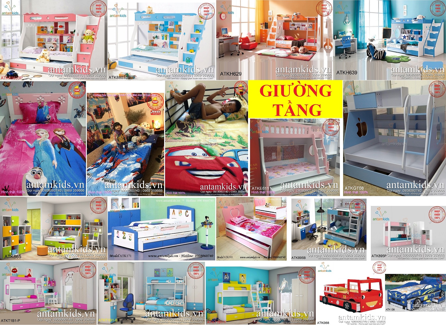 COMBO Giường tầng Trẻ em–Chăn ga Elsa-Người nhện cho bé trai bé gái