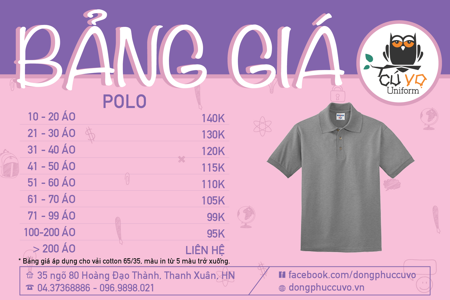 Bảng giá đồng phục áo phông