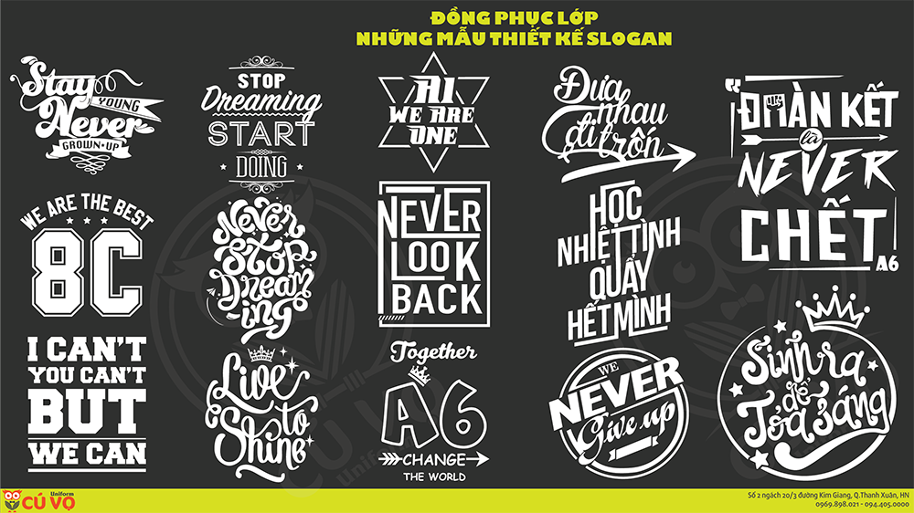 Slogan đồng phục lớp