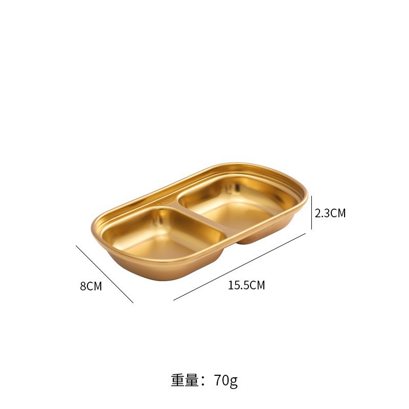 đĩa 2 ngăn inox nhà hàng hàn quốc