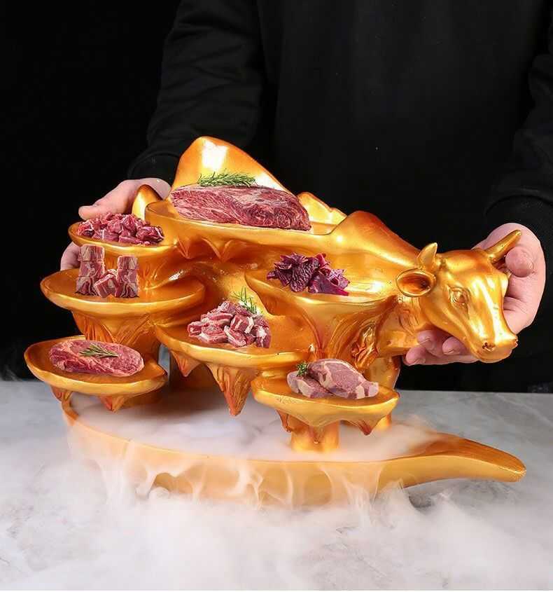 Khay đĩa nhựa hình con trâu bò thịt