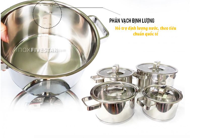 Bộ nồi fivestar B4-LV-3304 - Inox 304 đun từ