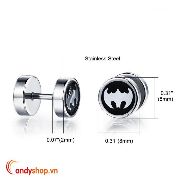 Bông tai inox Batman cá tính