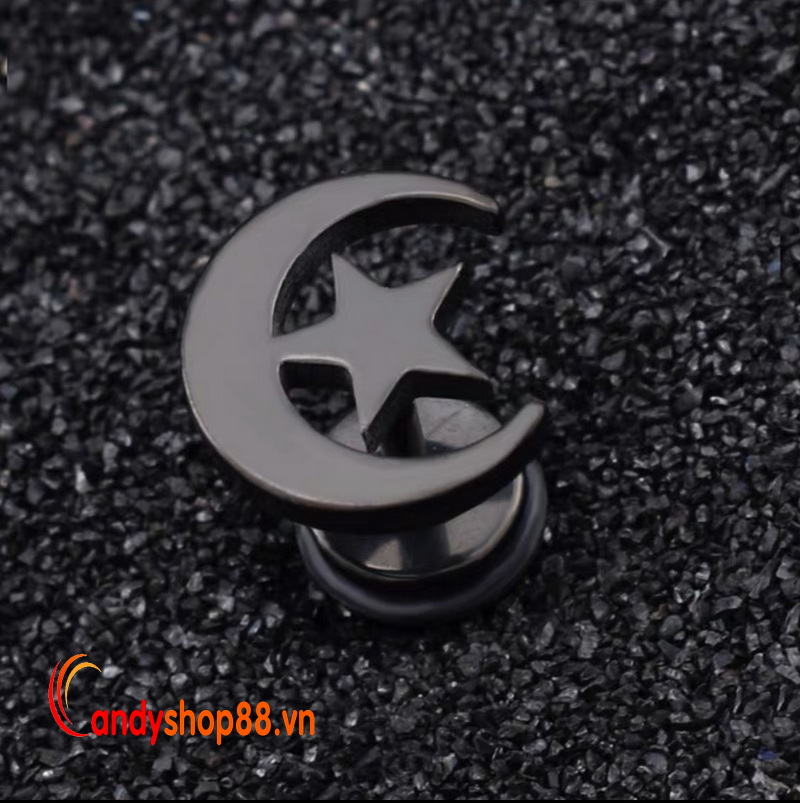 Bông tai inox ngôi sao trăng khuyết
