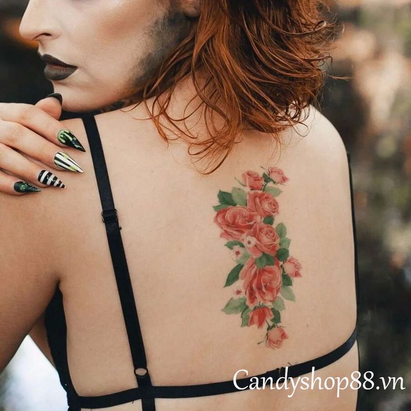 hình xăm dán hoa hồng