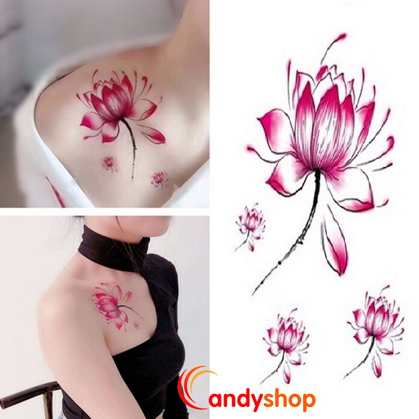 Hình xăm dán hoa sen