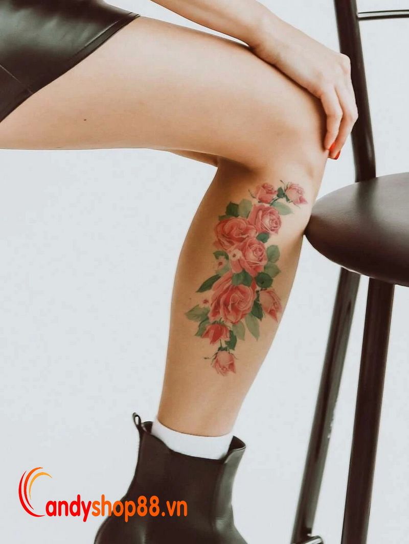 hình xăm dán hoa hồng