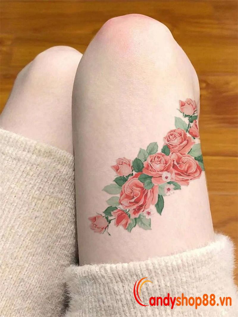 hình xăm dán hoa hồng