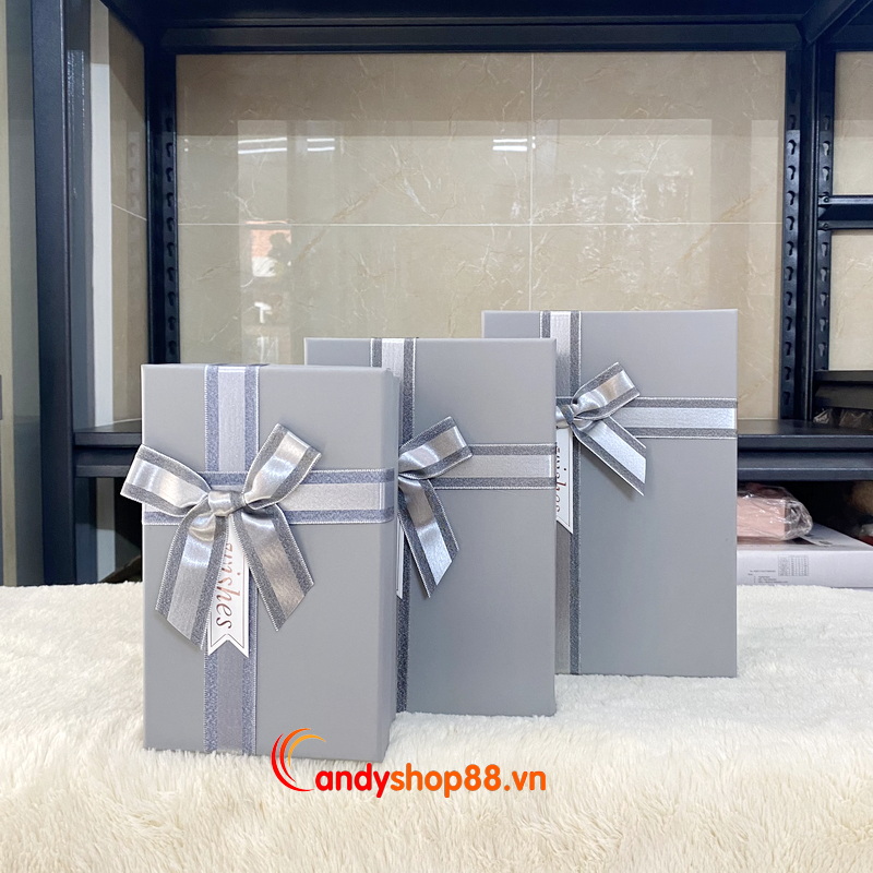hộp quà sinh nhật màu xám
