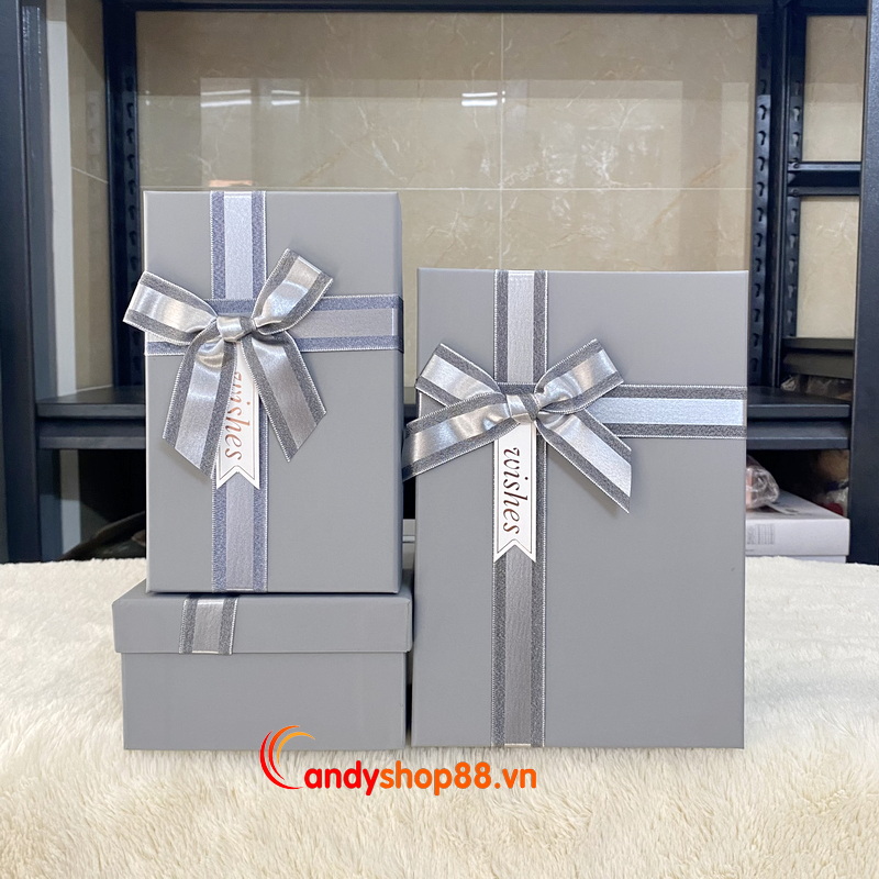 hộp quà sinh nhật màu xám