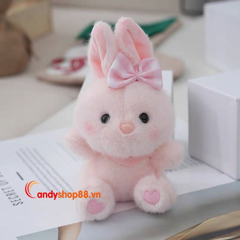 móc khóa thỏ con nơ caro