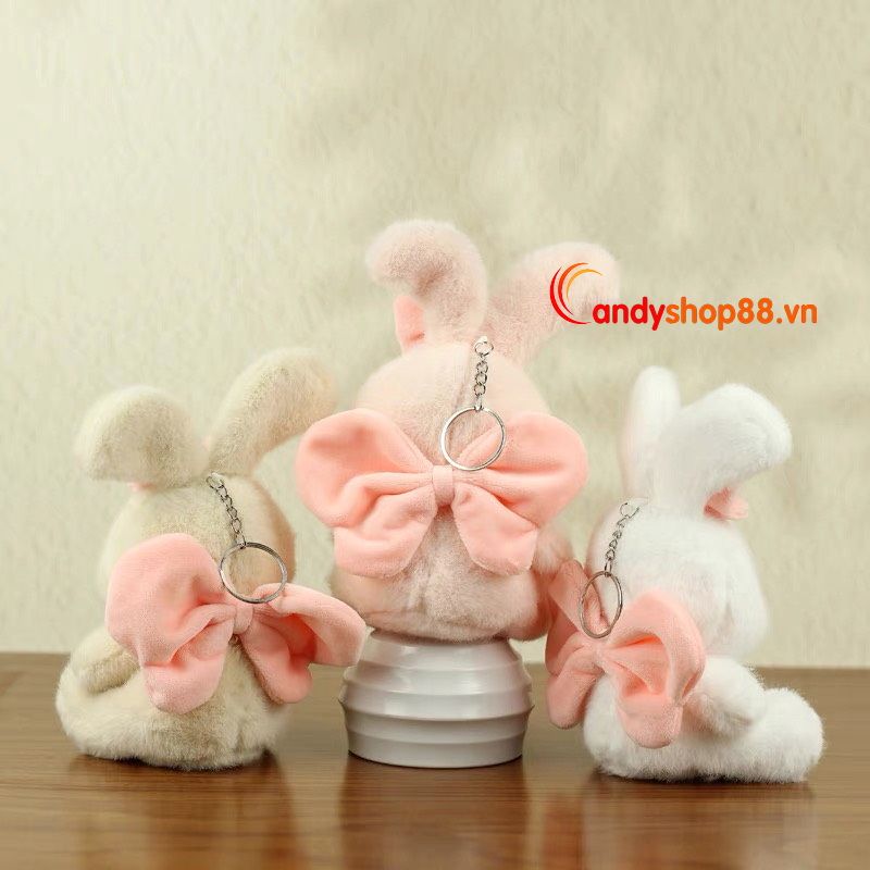 móc khóa thỏ con nơ hồng