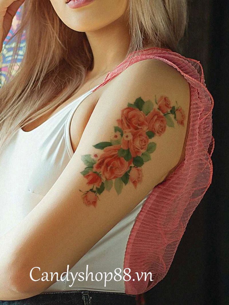 hình xăm dán hoa hồng