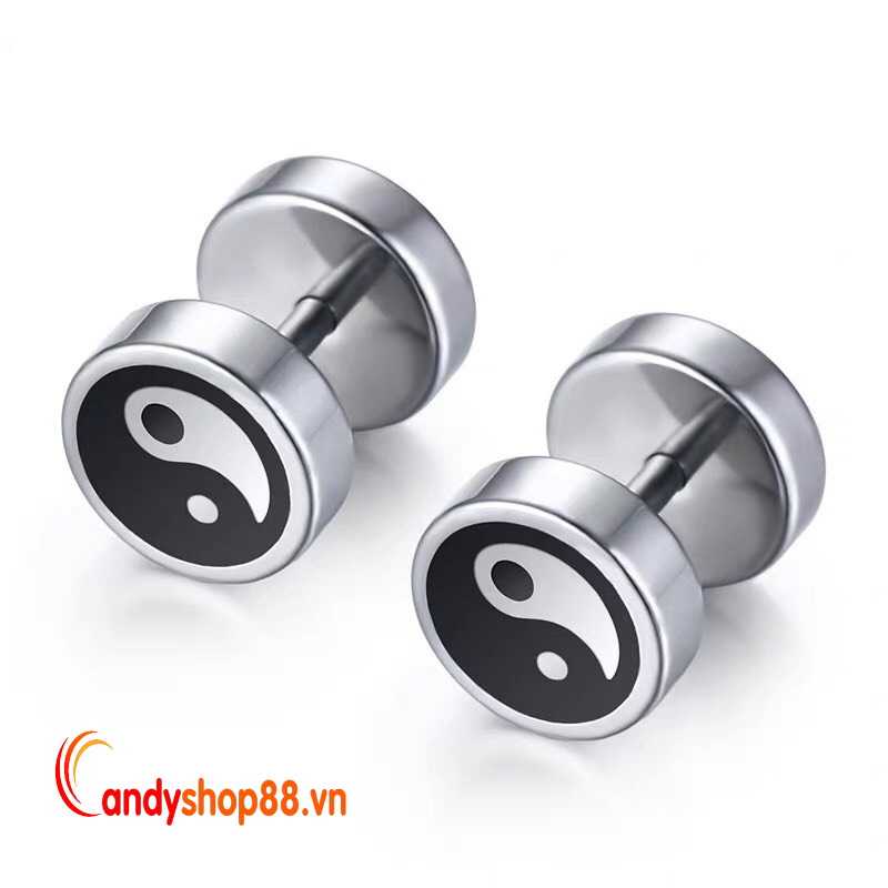 Bông tai inox thái cực đồ