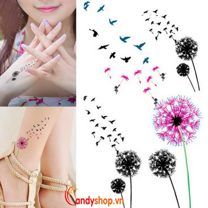 hình xăm dán bồ công anh